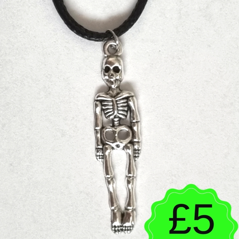 Halloween Skeleton Pendant on a Black Necklace - Picture 1 of 1
